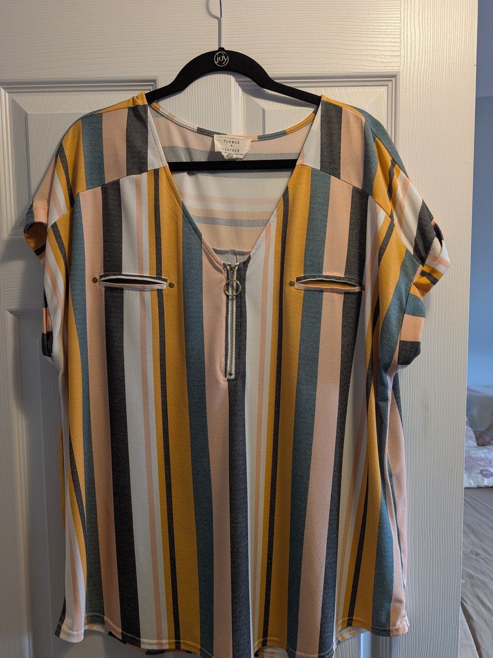 Striped Shirt in Mustard, Peach & Teal